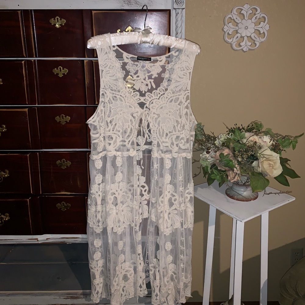 Lace duster top